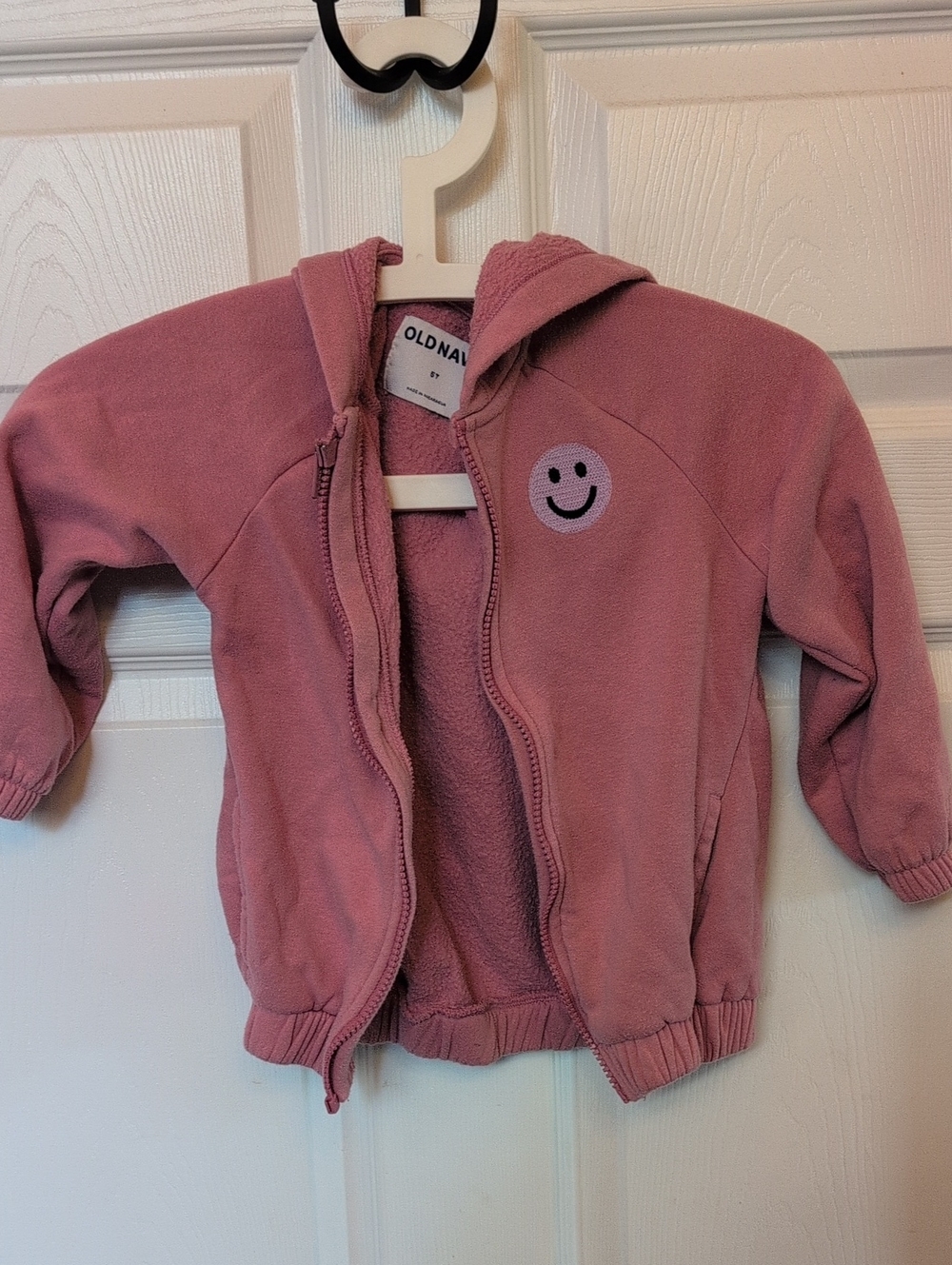 Old Navy Dusty Rose Zip Hoodie with Smiley Patch